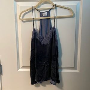 Blue velvet and lace camisole